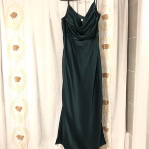 Revelry Skye Satin Bridesmaid Dress in Classic Emerald